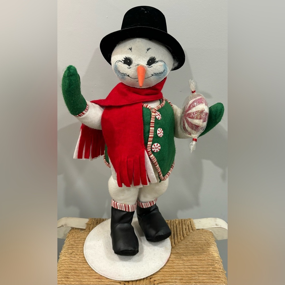 Annalee Candyman 2005 Snowman Peppermint Doll 17.5” Christmas Gifts Winter